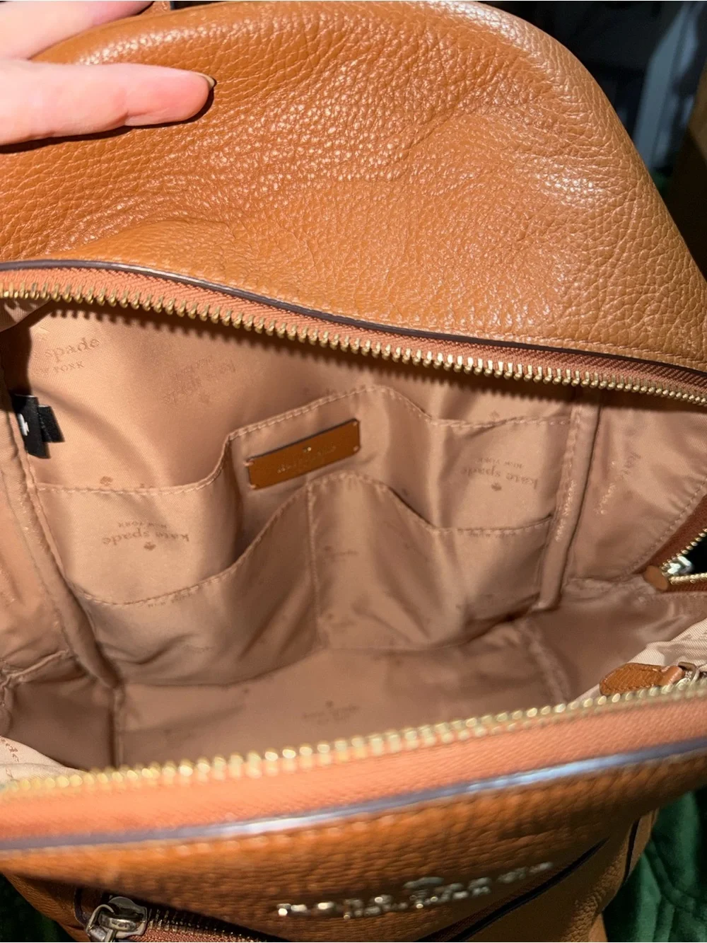 kate spade tan pebbled leather backpack